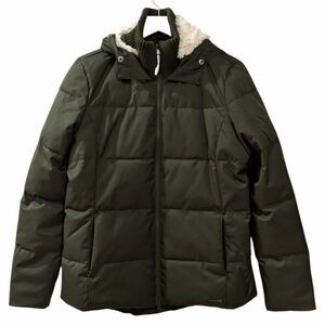 Sweaty Betty London Women's M Green Puffer Jacket Faux Fur Hood Primaloft
